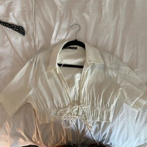 Cream coloured crop top from Zara